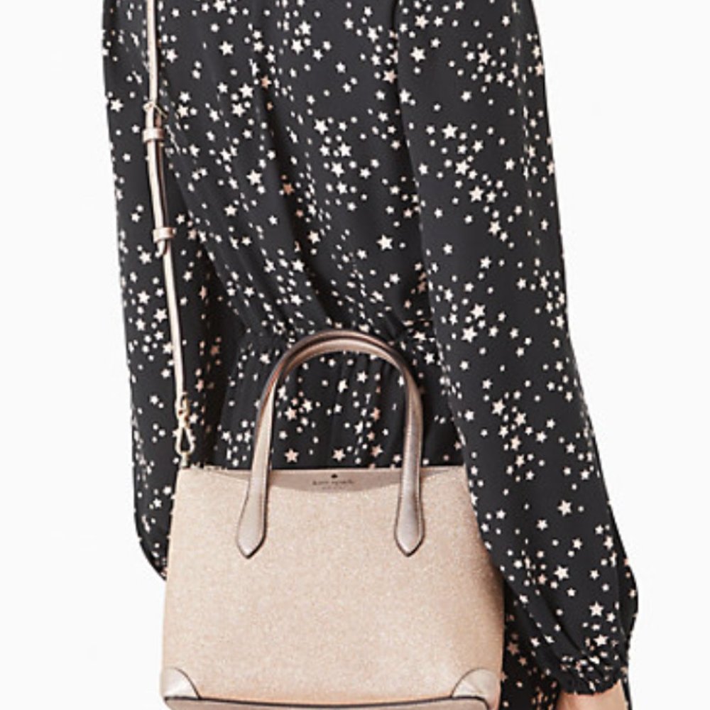 Lola Joeley Shimmy Glitter Lola Satchel Crossbody Rose Gold Small Kate Spade - Picture 2 of 14